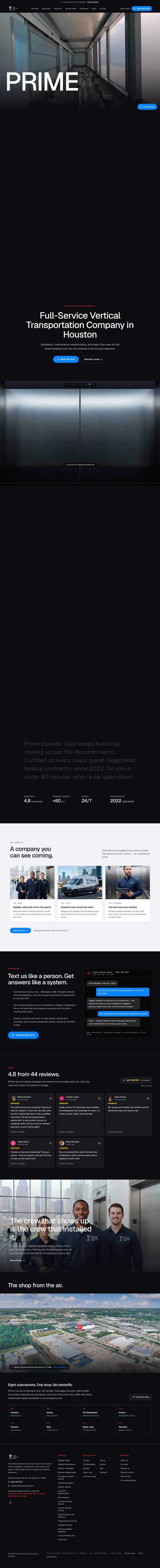 Prime Elevator site — full page